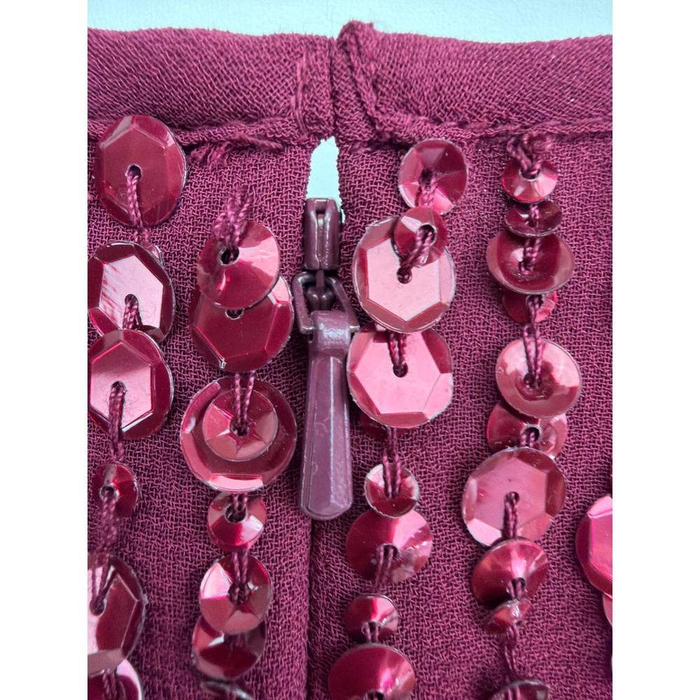 Mac Duggal 10509 Burgundy Beaded Sequin Sheath Sleeveless Cocktail Gown 8 NWT - Picture 11 of 16